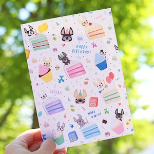 Cartão de aniversário de buldogue francês - Cartão de felicitações de buldogue francês - Cartão de aniversário de buldogue francês - Presentes para amantes de cães - Cartão de aniversário de cachorro