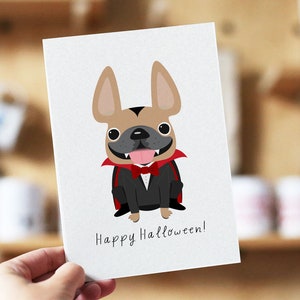Französische Bulldogge Halloween Karte, Dracula Karte, Frenchie Halloween, Hund Halloween Geschenke, Halloween Party Gastgeschenke, Hund Dracula, Französische Bulldoggen