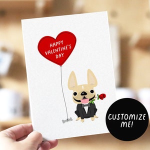 Ballon-Rose Französische Bulldogge Karte, Valentinstag Karte, Frenchie Valentinstag, Hunde Valentinstag, Hund Frenchie Karte, Valentinstag, Hundeliebhaber