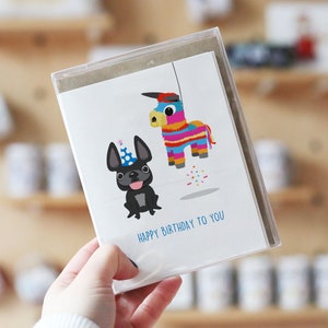 Hund Geburtstagskarten, Box-Set von 12, Pinata, Geburtstag Notizkarten, süße Geburtstagskarte, Kinder Geburtstagskarte, Hund Notecards, Bday-Karten