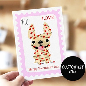Valentine Stempel Französische Bulldogge Karte, Valentinstag Karte, Frenchie Valentine, Hund Valentine Karte, süße Frenchie Karte, Valentine Hundeliebhaber