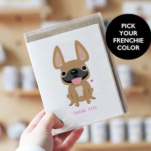 Frenchie Dankeskarten, Box-Set mit 12 Danksagungskarten, süße Dankeskarten, Hund Dankeskarten, Dankesgeschenke, französische Bulldogge