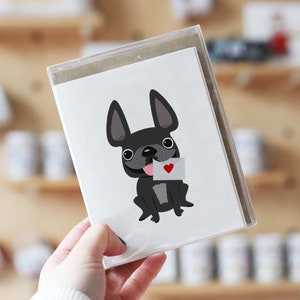 Love Note Cards, Box set of 12, Frenchie Love Note , cute note cards, Dog note card set, heart cards, blank cards, French Bulldog Cards