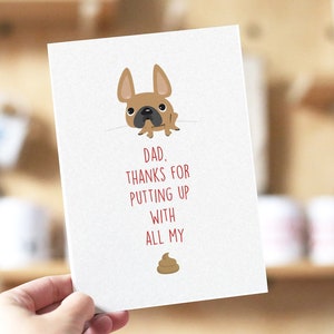 Cartão de felicitações de buldogue francês "Obrigado" do Dia dos Pais - Cartão de pai de cachorro - Cartão de buldogue francês - Cartão engraçado de dia dos pais - Presentes para pai de cachorro - Cães