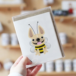 CUSTOM Französisch Bulldogge Note Karten, Box-Set von 12, Bumble Bee, süße Notizkarten, Hund Note Karte Set, Spaß Note Karte Set, leere Karten, Hund Karten
