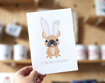 French Bunny French Bulldog Easter Greeting Card - French Bulldog Card - Frenchie Card - Dog Easter Card - Frenchie Easter - Easter Gifts