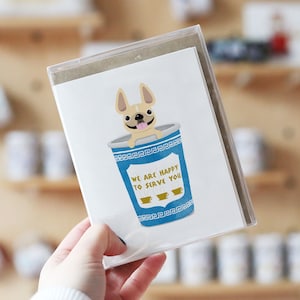 CUSTOM Französische Bulldogge Karte - Box-Set mit 12 Stück - Thank You Cup - Frenchie Karte - Hund Karte - Kaffee Karte - Thema Nyc