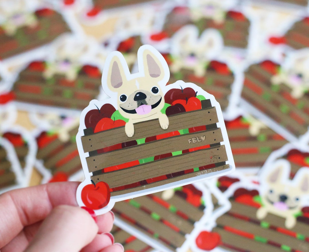 Apple Sticker Waterproof French Bulldog Stickers Waterproof Vinyl Decal