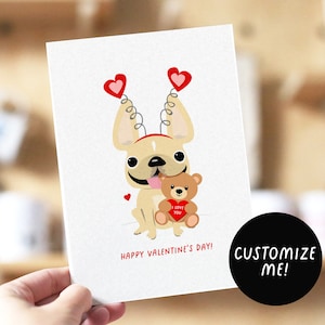 Valentinstag Bär Französische Bulldogge Karte, Valentinstag Karte, Frenchie Valentine, Hund Valentinstag Karte, Süße Frenchie Karte, Valentinstag Hundeliebhaber