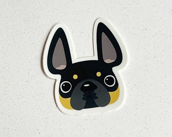French Bulldog Mini Sticker - Black & Tab Frenchie - Black/Tan French Bulldog Sticker - Frenchie Sticker - Vinyl Sticker - Vinyl Dog Sticker