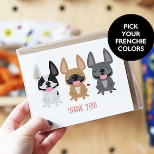 Frenchie Dankeskarten, Box-Set mit 12 Danksagungskarten, süße Dankeskarten, Hund Dankeskarten, Dankesgeschenke, französische Bulldogge