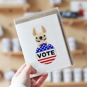 VOTE Karten, Box-Set von 12, Stimme-Note-Karten, Abstimmung Erinnerung, Note-Karte-Set, Hund-Notiz-Karten, Französisch Bulldogge-Karten, jede Stimme zählt