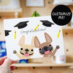 Carte de remise des diplômes Frenchie, carte de remise des diplômes pour chien, carte de remise des diplômes, carte de remise des diplômes Frenchie, carte des diplômés 2025, cadeaux de remise des diplômes, félicitations