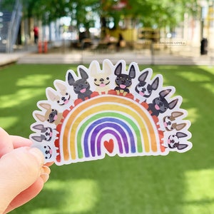 Frenchie Rainbow Holographic Sticker, Waterproof, Holographic Rainbow Sticker, Pride sticker, Dog Stickers, Holographic Stickers, Dog decals