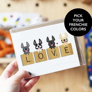 Liebesbriefe Karte, Box-Set mit 12 Stück, Dankeskarten, süße Dankeskarten, Hundekarte, Dankesgeschenke, Französische Bulldogge leere Karte