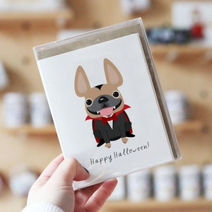 Frenchie Dracula Notizkarten, Box von 12, Frenchie Halloween Karten, Französische Bulldogge Halloween Notecards, Halloween Geschenke, Dracula, Frenchie Karte