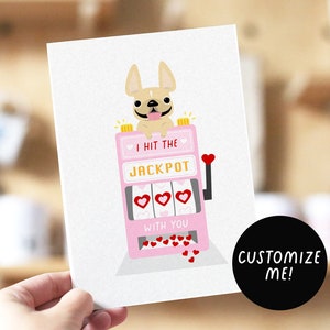 Jackpot Valentinstag Karte französische Bulldogge, Valentinstag Karte, Frenchie Valentinstag, Hunde Valentinstag, Hund Frenchie Karte, Valentinstag, Hundeliebhaber