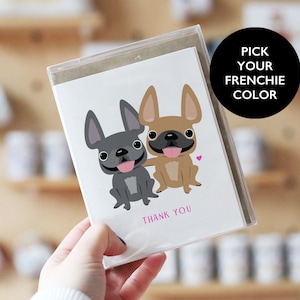 Frenchie Dankeskarten, Box-Set mit 12 Danksagungskarten, süße Dankeskarten, Hund Dankeskarten, Dankesgeschenke, französische Bulldogge