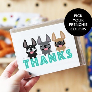 Frenchie Dankeskarten, Box-Set mit 12 Danksagungskarten, süße Dankeskarten, Hund Dankeskarten, Dankesgeschenke, französische Bulldogge