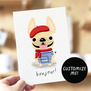 Französische Bulldogge Karte, Bonjour Karte, Paris Bonjour Karte, Französische Bulldogge Grußkarte, Bonjour Briefpapier, Bonjour Frenchie, Frenchie Karten