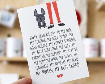 Father's Day "Dad Servant" French Bulldog Greeting Card - Dog Dad Card - French Bulldog Card - Funny Father's Day Card - Gifts for Dog Dad