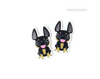 Black & Tan French Bulldog Itty Bitty Mini Sticker set of 2, Mini French Bulldog Stickers, Waterproof Stickers, Waterproof frenchie stickers