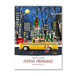 Calendario 2025 dei Frenchies festivi, calendario dei Bulldog francesi, calendario 2025 per cani, calendario dei Frenchie, Frenchies, calendario da parete 2025 dei Bulldog francesi
