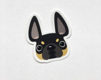 French Bulldog Mini Sticker - Black & Tab Frenchie - Black/Tan French Bulldog Sticker - Frenchie Sticker - Vinyl Sticker - Vinyl Dog Sticker