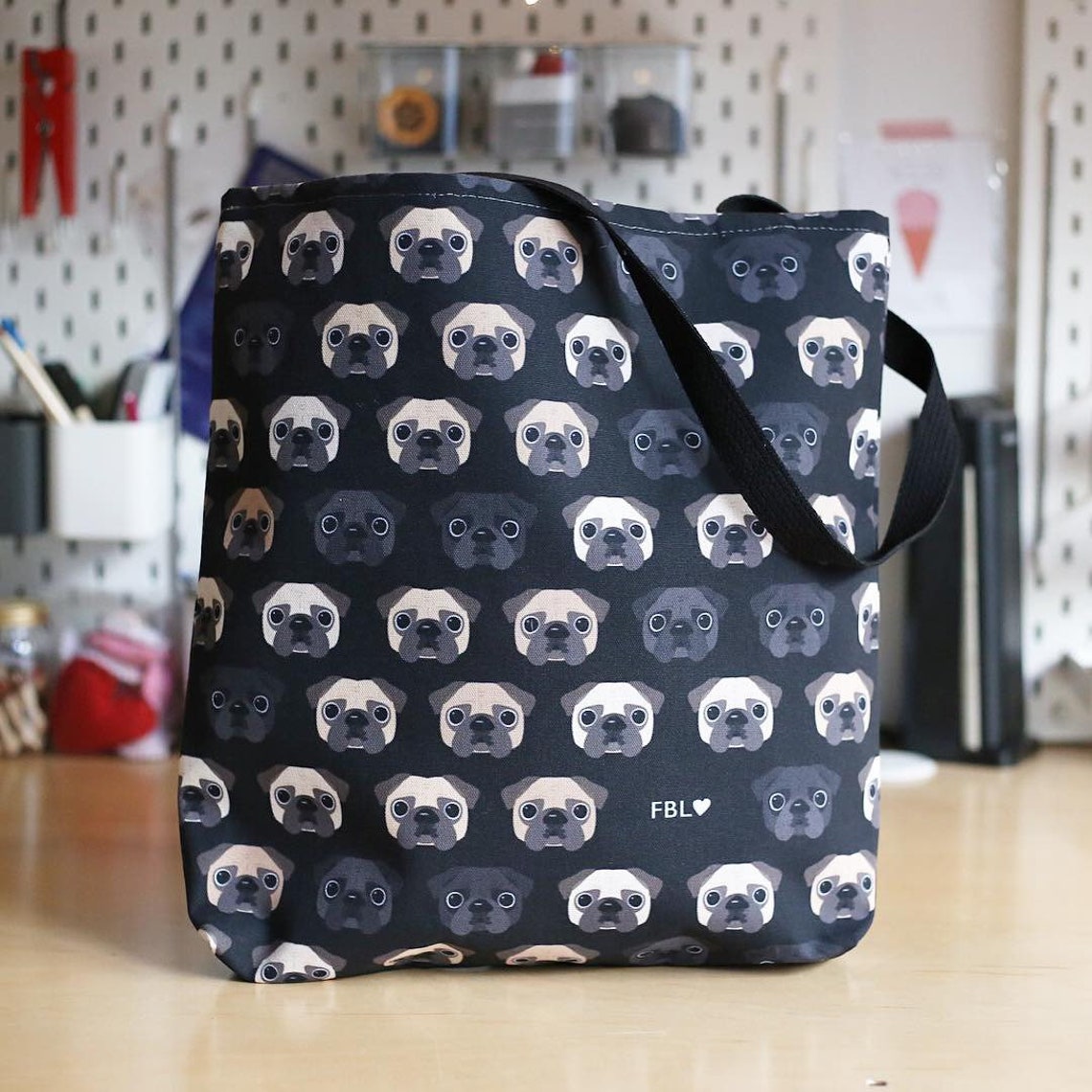 Pug Tote Bag Pug Dog Tote Bag Birthday Gift Bag Dog Tote Etsy