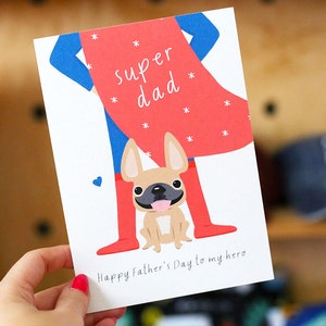 Cartão de felicitações do buldogue francês do super pai do dia dos pais - Cartão do pai do cachorro - Cartão do buldogue francês - Cartão engraçado do dia dos pais - Presentes do pai do cachorro - Cerveja