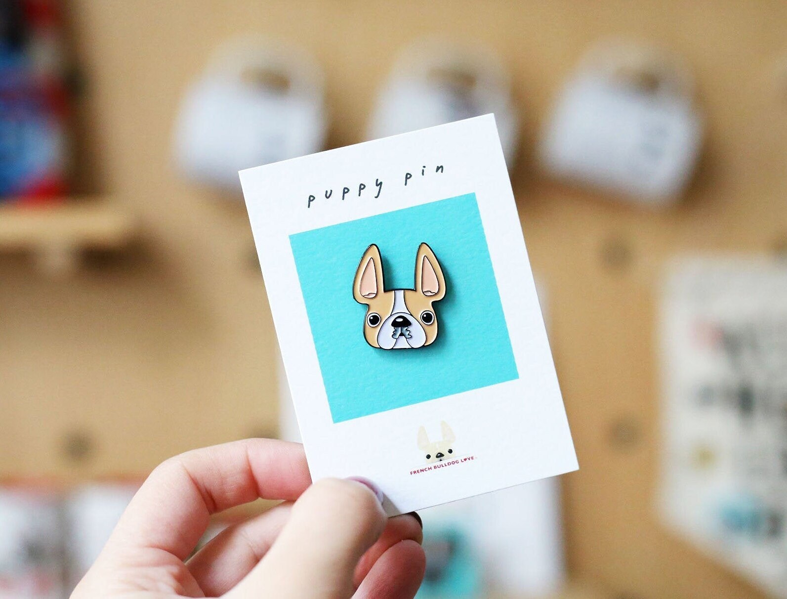 frenchbulldogぺージ Honey Pied French Bulldog Pin, Dog Enamel Pin, Frenchie