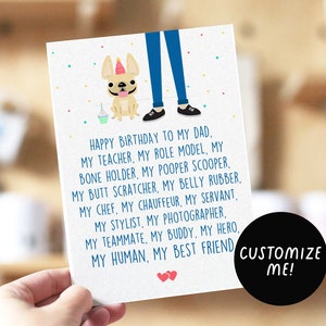 Dad Servant Birthday Card, French Bulldog Greeting Card, Frenchie Birthday Card, Dog dad birthday, Bulldog Birthday Card, Dog dad gifts