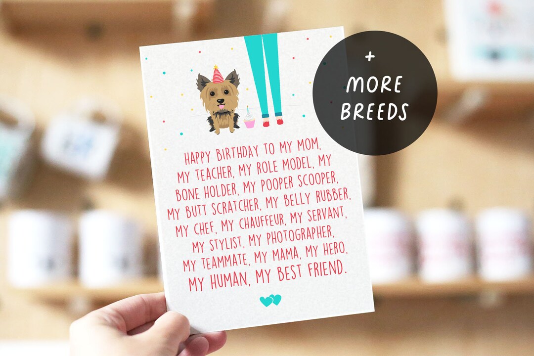 Dog Mom Birthday Card, Dog Mom Gifts, Mom Birthday Cards, Personalized ...