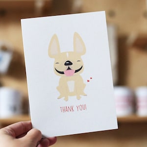 Merci - carte de remerciement bouledogue français - Note de remerciement - carte de remerciement chien - Frenchie Merci - cartes de remerciement - amour de bouledogue français