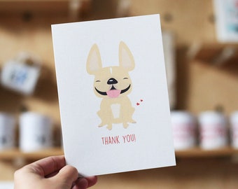 Thank You - French Bulldog Thank You Card - Thank You Note - Dog Thank You Card - Frenchie Thank you - Thank You Cards- French Bulldog Love