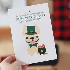 Pot of Bacon Französische Bulldogge St Patrick's Day Grußkarte - Irische Karte - St Patrick's Day - Bacon Karte - St Patty's Day Karte - Frenchies