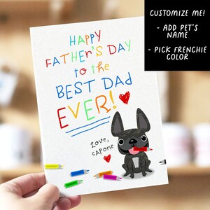 Personalisierte Vatertagskarte vom Hund, Namen des Haustiers hinzufügen, Hunde-Papa-Karte, Hunde-Papa-Geschenke, Hunde-Vatertagskarte, Frenchie-Papa-Karten und Geschenke