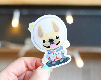 Astronaut Sticker - Waterproof Vinyl Decal - Frenchie Astronaut - Outerspace - Dog Astronaut Sticker - Space decal - Bulldog - Space theme