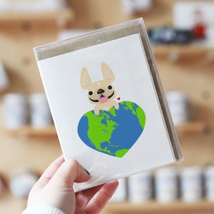 Französische Bulldogge Note Karten, Box Set von 12, Erde Tag Liebe, Hund Note Karte Set, Liebesnotiz, leere Karten, französisch Bulldogge Karte, Welt Liebe Karte