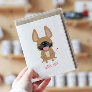 Frenchie Dankeschön-Karten, Box-Set von 12, Dankeschön-Karten, süße Dankeschön-Karten, Hund Dankeschön-Karten, Dankeschön-Geschenke, Französisch Bulldogge