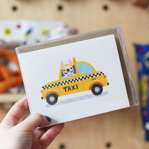 CUSTOM Französische Bulldogge Notizkarten - Box 12er Set - NYC Taxi Cab - Französische Bulldogge Notizkarten - Hundebriefpapier - Personalisierte Notizkarten