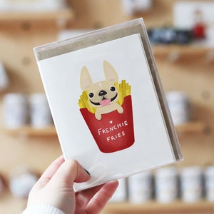 Französische Bulldogge Note Karten, Box-Set von 12, Frenchie Fries, Hund Note Karte Set, Liebesnotiz, leere Karten, französisch Bulldogge Karte, Pommes Frites Karte