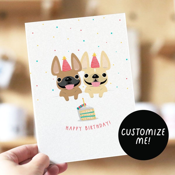 Frenchie Birthday Card, Custom Frenchie Card, French Bulldog Birthday, Happy Birthday Card, Dog Birthday Card, Frenchie gifts, frenchie mom