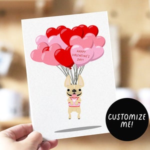 Floating Valentine französische Bulldogge Karte, Valentinstagskarte, Frenchie Valentine, Hund Valentine Karte, Hund Frenchie Karte, Valentine Hundeliebhaber