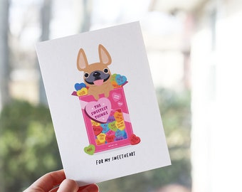 Sweethearts Valentine's Day Card - French Bulldog Card - Frenchie Valentine - Dog Greeting Card - Dog Valentine's Day - French Bulldog Love