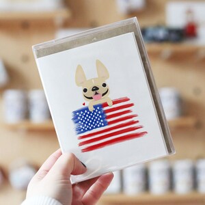 CUSTOM Französisch Bulldogge Note Karten, Box Set von 12, amerikanische Flagge, patriotische Notizkarten, patriotische amerikanische Flagge Note Karten, Frenchie Karten