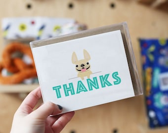 Frenchie Thank You Cards, Box set of 12, Thanks Note Cards, Cute Thank You cards, Dog Thank You cards, Thank You Gifts, French Bulldog