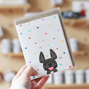 CUSTOM French Bulldog Note Cards, Box set of 12, Love is in the air, cute note cards, Dog note card set, blank notecards, valentine's day