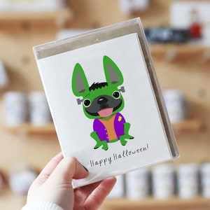 Frenchie Frankenstein Karten, 12er Box, Frenchie Halloween Karten, Französische Bulldogge Halloween Notecards, Halloween Geschenke, Süßer Frankenstein