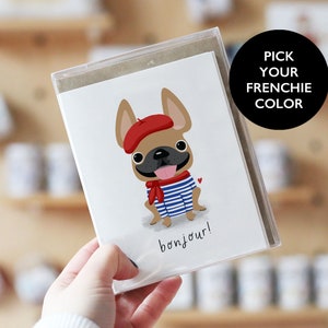 Cartões de nota personalizados Bulldog Francês, conjunto de caixa de 12, cartões de nota de Paris, cartões de nota Frenchie, cartões de nota de cachorro, cartões de nota em branco fofos, cartões de nota fofos
